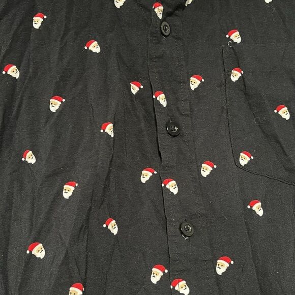 Tipsy Elves Mr. Claus Santa Print Button Down Christmas Shirt Size Medium - Picture 3 of 7